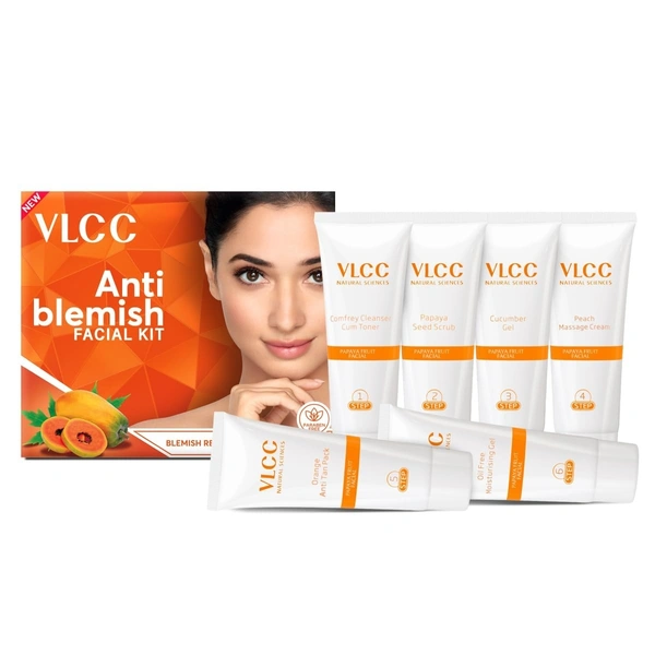 VLCC Anti Blemish Facial Kit - 60g | Brightening Facial Kit for Dry, Sensitive and Oily Skin Types | Fight Blemishes and Dullness | Protects and Nourishes Skin. 8906008458466