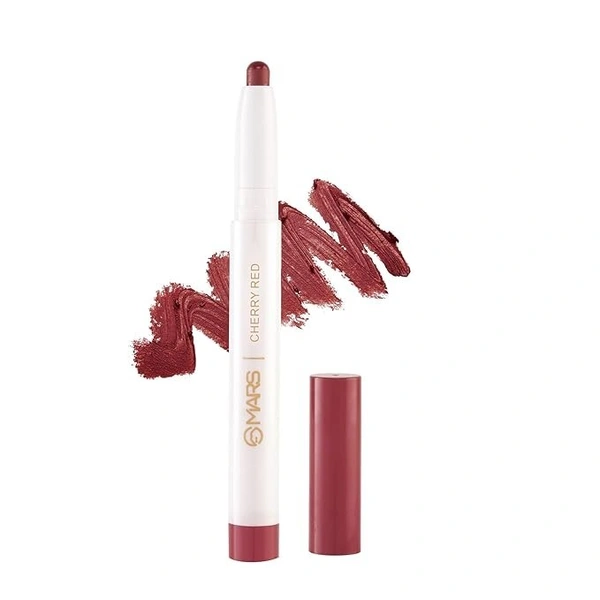 MARS Retractable Poppins Long Lasting Lip Crayon | Matte finish | Smudge proof & Kiss Proof Crayon Lipstick for Women (1.3 gm) (02-CHERRY-RED)