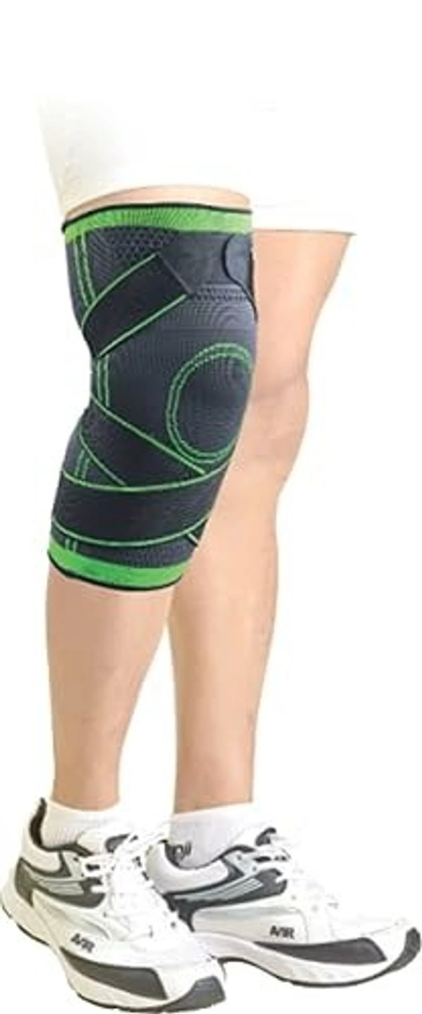 Dyna Nylon Pro Knee Cap Compression & Adjustable Straps For Custom Fit,Injury Prevention,Recovery,Pain Relief,Gym,Crossfit,Meniscus Tear,Acl,Pcl,Arthritis,Suitable Men Women,Large (1 Pc)