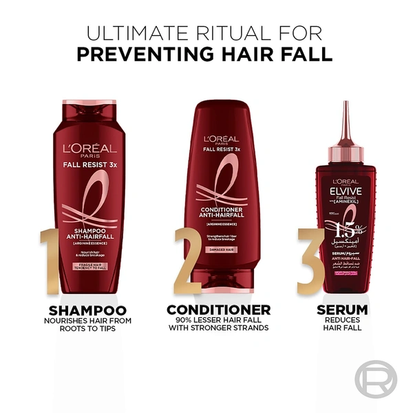 L'Oréal Paris Anti-Hair Fall Conditioner, Reinforcing & Nourishing for Hair Growth, For Thinning & Hair Loss, With Arginine Essence and Salicylic Acid, Fall Resist 3X, 180/192.5 ML (Weight May Vary) 8901526102327