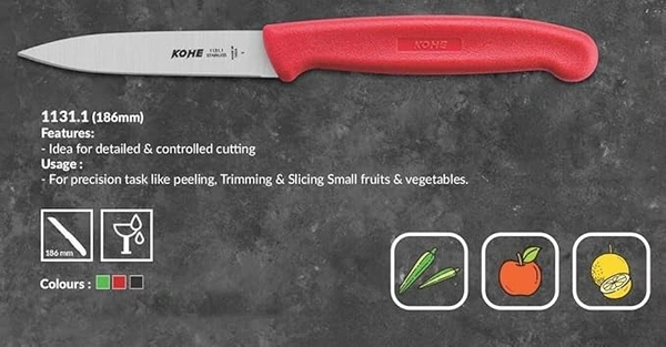 KOHE Paring Kitchen Knife for Precision Peeling, Trimming & Slicing Vegetables & Fruits - ‎4 Inches, Green