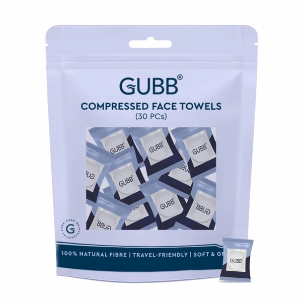 GUBB Face Wipe, 100% Cotton Facial Tissue | Reusable & Biodegradable, Soft Fabric, Chemical Free | Pocket Pack of 30 Wet Wipes For Men & Women Oily Skin