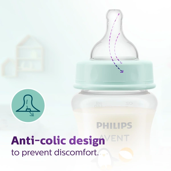 Philips Avent Grow Plastic Feeding Bottle | Anti-Colic | Easy Fill,Easy Clean|BPA Free | with 6M+ Flow Teat | 330 ML - 330 ML, Multi-color