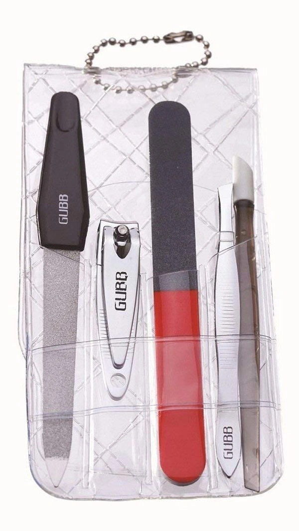 GUBB Manicure Kit - Nail Clipper, Nail Filer, Nail Buffer, Cuticle Remover & Flat Tweezer 2 in 1 Foot Brush with Pumice Stone For Foot Dead Skin Removal