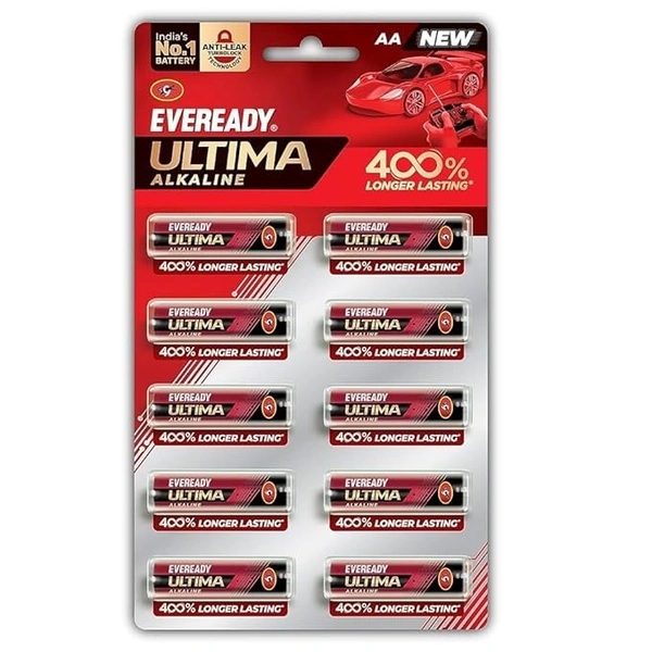 Eveready Ultima Alkaline AA Battery, 400% Longer Lasting, Anti-Leak Turbolock Technology, Eco-Friendly Batteries for High-Drain Devices Household Devices & Toys, Pack of 1