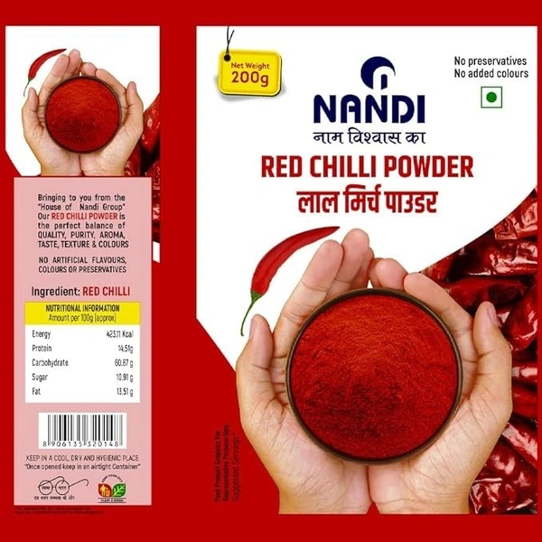 NANDI नाम विश्‍वास का Red Chilli Powder|200 GM