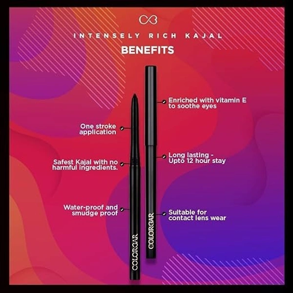 Colorbar Mesmereyes Opaque Pencil Kajal, | Moisturizing | Smudgeproof | Long Lasting - 0.35 g, Black