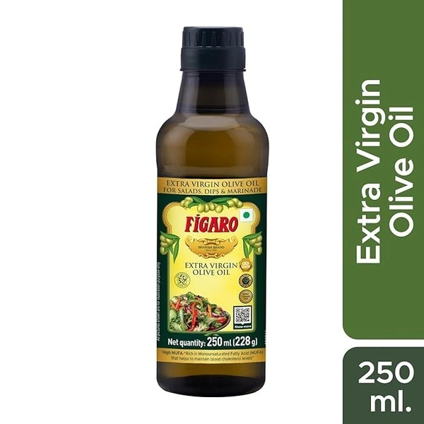 Figaro Extra Virgin Olive Oil- 100% Natural and Cold Extracted-Perfect for Salad, Paratha, Marinade - Imported from Spain- 250ml Bottle