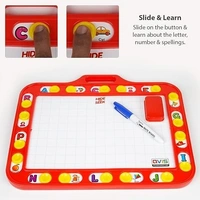 Avis Educational Hide & Seek Slate Writing Board 2 in 1 to Write and Learn Their Preschool Lessons for Kids (Red Colour) - 27 * 20 * 3 Cm, Red