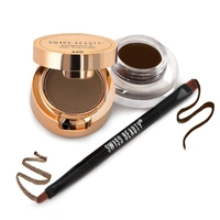 Swiss Beauty Waterproof Eyebrow & Gel Eyeliner 2 In 1 With Brush | Smudge Proof Gel Eyeliner And Eyebrow Definer Pencil  - 3 g + 4 g, Black
