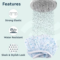 GUBB Dotted Printed Reusable Shower Cap for Men and Women (White) - Stylish and Waterproof Hair Protection with Elastic Band for a Luxurious and Hassle-Free Shower Experience - White