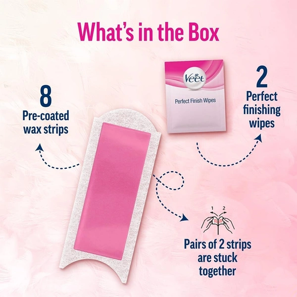 Veet Professional Waxing Strips Kit for Normal Skin, 20 Strips (Pack of 2) | Gel Wax Hair Removal for Women | Up to 28 Days of Smoothness | No Wax Heater or Wax Beans Required veetbwes91191116