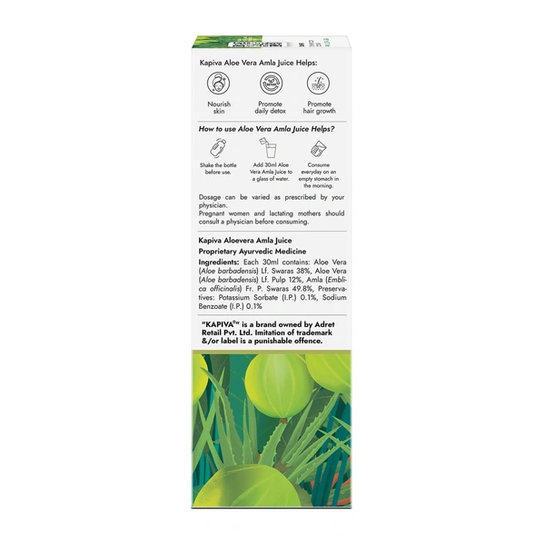 Kapiva Wild Amla Juice 1L | Suitable for healthy Hair & Skin | Detox juice for weight loss | Natural Source of Vitamin C | Natural Juice Made With Cold Pressed Amla from Pratapgarh | No Added Sugar - 1L