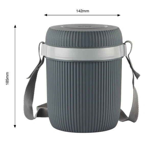CELLO Wow 3 Insulated Lunch Box | 3 Stainless Steel Containers, Grey | Outer Plastic Inner Steel Container | Leak Proof | Food Grade | Easy to Carry | Tiffin Box for Office, Picnic, Travelling - 970 ML, Grey