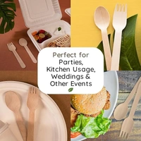  Disposable Wooden Spoons | Wooden Dining Tableware Spoons Set | Ideal for Birthday, Wedding, Events & Party Packof 25 pcs