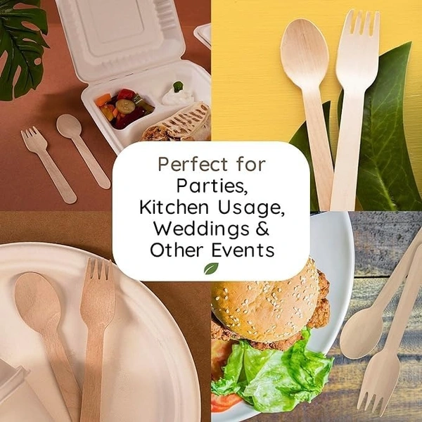  Disposable Wooden Spoons | Wooden Dining Tableware Spoons Set | Ideal for Birthday, Wedding, Events & Party Packof 25 pcs