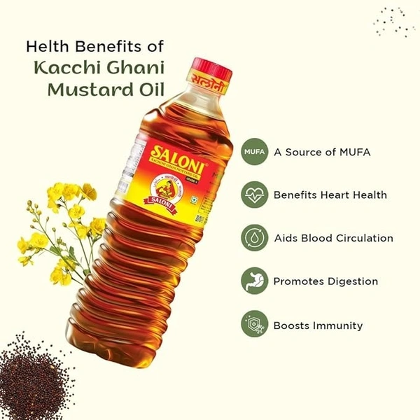 Saloni Mustard Oil bottle - Pure Kachchi Ghani Mustard Oil - 500ML
