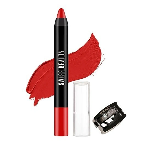 Swiss Beauty Matte Long Lasting Stay Maxx Lip Crayon Crayon Lipstick - 3.5g, Red Flag