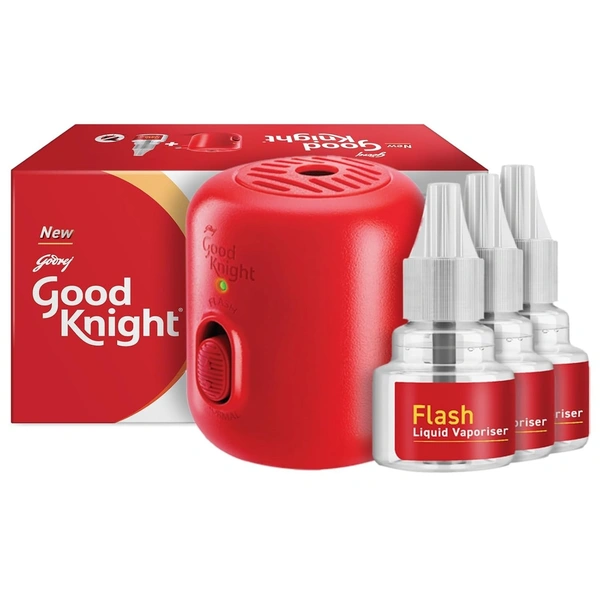 Good Knight Flash Liquid Vaporiser Combo Pack | Machine + Pack of 2 Refills | 2X Faster Than Before | Mosquito Repellent Refill | India s Most Powerful Liquid Vaporizer