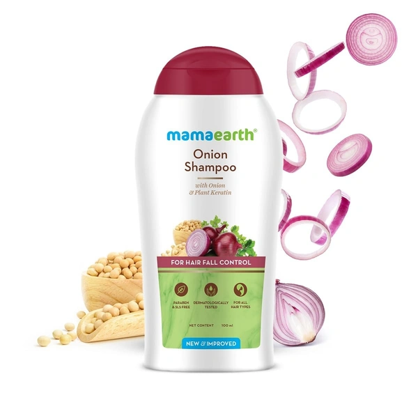 Mamaearth Onion Shampoo for Hair Fall Control & Hair Growth with Onion & Plant Keratin - 180 ml