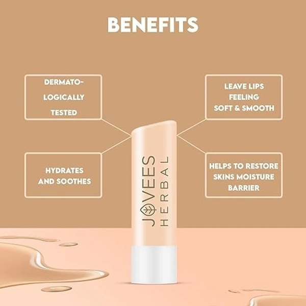 JOVEES Herbal Vitamin E Lip Balm with SPF 15 For Soft, Glossy And Supple Lips | 24 Hour Hydration | Rejuvenates Dark, Pigmented, Dry, Chapped And Sun Damage Lips- 5g, Beige