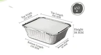 Aluminium Foil Container Box with Lid Pack for Food Packing, Baking, Takeaway | Disposable Foil Box for Meal Prep Storage Kitchen | Use and Throw Food Parcel Containers - Medium, Sliver