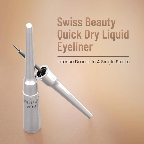 Swiss Beauty Liquid Eyeliner | Long Lasting | Water Resistent | Deep Rich Black Pigment | Quick Drying & Non-Fading | Eye Makeup  - Black