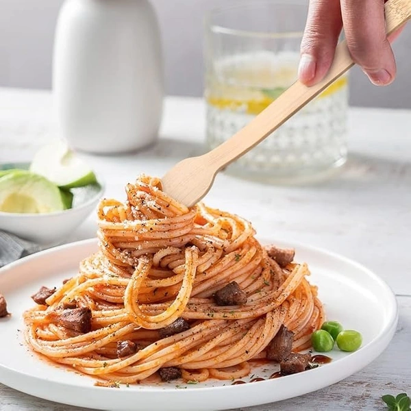 Bamboo Cutlery- 100pcs 6.7" Bamboo Forks Disposable 100% Compostable Biodegradable Renewable Natural Cutlery Fork for Travel/Camping/Wedding/Party