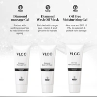 VLCC Diamond Facial Kit - 60g | Purifying with Parlour Glow | Improves Elasticity, Brightens and Helps Lighten Patchy, Damaged Skin | with Colloidal Diamond...