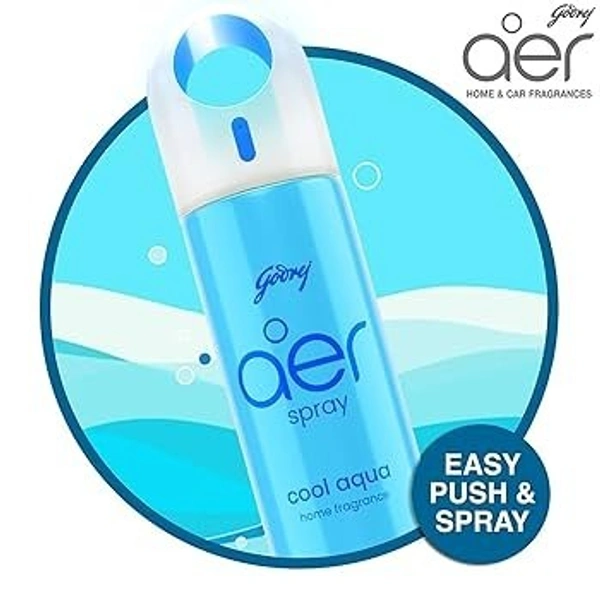 Godrej aer Spray | Room Freshener for Home & Office - Cool Aqua (220 ml) | Long-Lasting Fragrance 