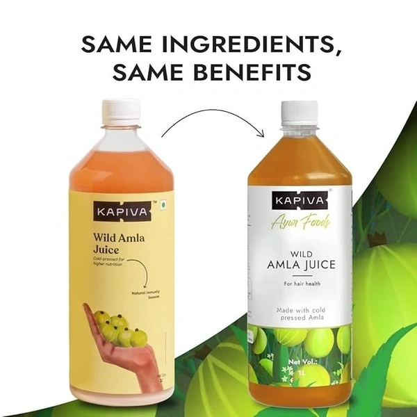 Kapiva Wild Amla Juice 1L | Suitable for healthy Hair & Skin | Detox juice for weight loss | Natural Source of Vitamin C | Natural Juice Made With Cold Pressed Amla from Pratapgarh | No Added Sugar - 1L