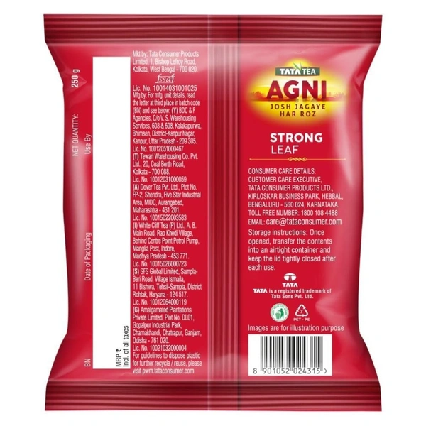 Tata Tea Agni | Strong chai With 10% Extra Strong Leaves | Black Tea | 250g - 250g