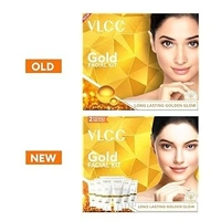 VLCC Gold Facial Kit, Bright & Glowing Skin - 60g | Pamper your Skin for a Luminous Glow | Parlour Glow with 24K Gold Bhasma, Rose Extracts, Turmeric...
