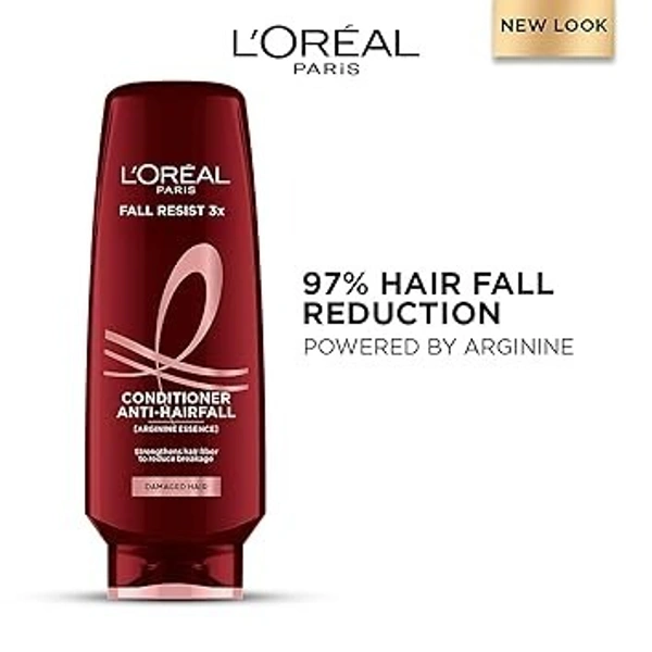 L'Oréal Paris Anti-Hair Fall Conditioner, Reinforcing & Nourishing for Hair Growth, For Thinning & Hair Loss, With Arginine Essence and Salicylic Acid, Fall Resist 3X, 180/192.5 ML (Weight May Vary) 8901526102327