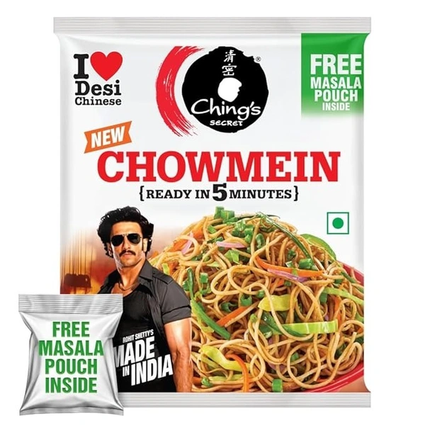 Ching’s Just Soak Chowmein with Free Masala Pouch | Ready in 5 Minutes | Non-Sticky Chowmein Noodles | 140 gm. - 140g