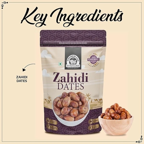 WONDERLAND FOODSM Premium Zahidi Dates Pouch | Dry Fruits Healthy & Nutritious Soft Khajoor | Khajur Rich In Iron, Fibre & Vitamins - 500G