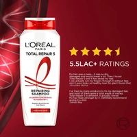 L'Oreal Paris Total Repair 5 Shampoo For Damaged Hair | Powered by Keratin XS Technology| Fights 5 Signs of Hair Damage- Frizz, Breakage, Dryness, Stiff... - 200ml