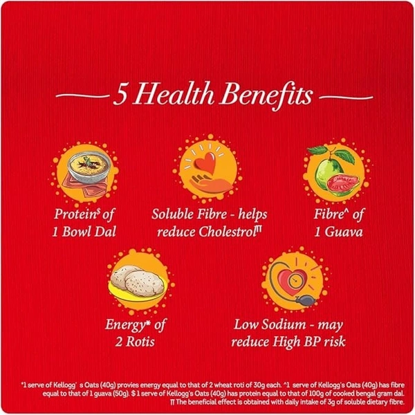Kellogg's Oats, Rolled Oats, High in Protein and Fibre, Low in Sodium, 900gram/990gram Pack
