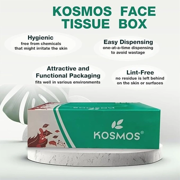 Kosmos Soft Touch Facial | Tissues Box Ultra-Soft & Absorbent - Hypoallergenic, Eco-Friendly, Gentle for Sensitive Skin - 17x20 cm, White