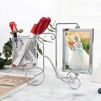 Creative Metal Picture Frame Unique Bike Shape Metal Pen Holder Table Decoration Home Table Decoration - SS