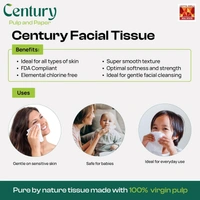 Century 2 Ply 100% Virgin Pulp Soft Facial Tissue Box | Car Tissue - 100 Pulls Per Roll - 20 * 16 cm, White