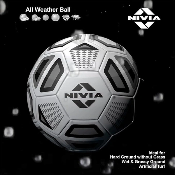 Nivia Black & White Football/Rubberized Stitched Football/32 Panel/Suitable for Hard Ground Without Grass/Training Football/for Men/Women/Size - 5 (Black/White)