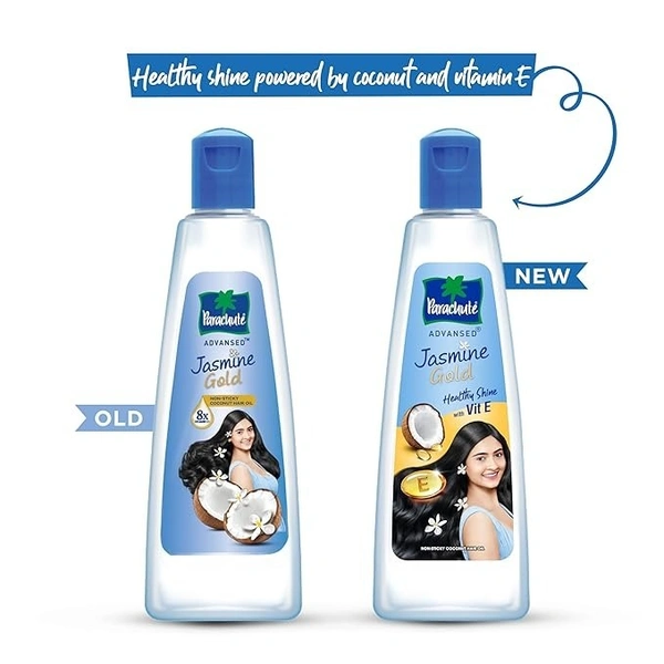 Parachute Advansed Jasmine Gold Coconut Hair Oil With Vitamin-E For Super Shiny Hair, Non-sticky, 300ml - 300ml