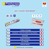 Hindalco Freshwrapp Standard Aluminium Foil - 18 Meters | 11 Microns - 18 Meters, Silver