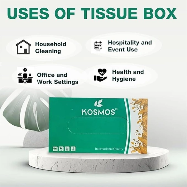Kosmos Soft Touch Facial | Tissues Box Ultra-Soft & Absorbent - Hypoallergenic, Eco-Friendly, Gentle for Sensitive Skin - 17x20 cm, White