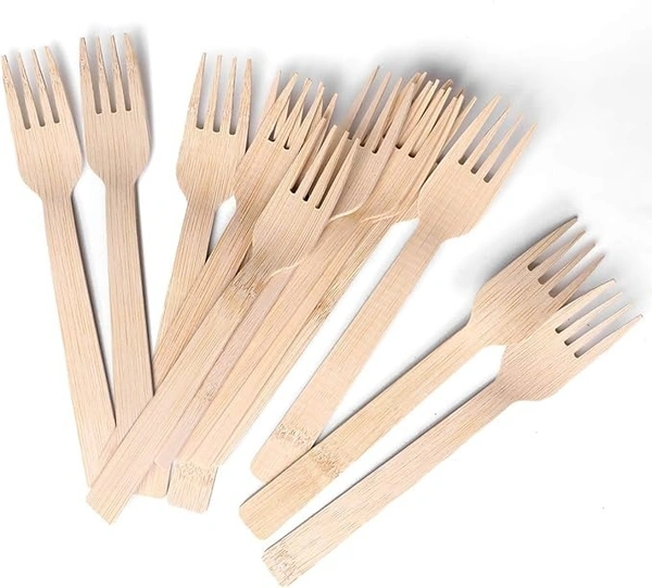Bamboo Cutlery- 100pcs 6.7" Bamboo Forks Disposable 100% Compostable Biodegradable Renewable Natural Cutlery Fork for Travel/Camping/Wedding/Party