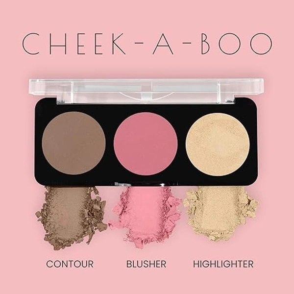 Swiss Beauty Cheek- A- Boo Face Palette With Blusher, Contour And Highlighter | Highly Pigmented And Easy To Blend Shades - 8 g