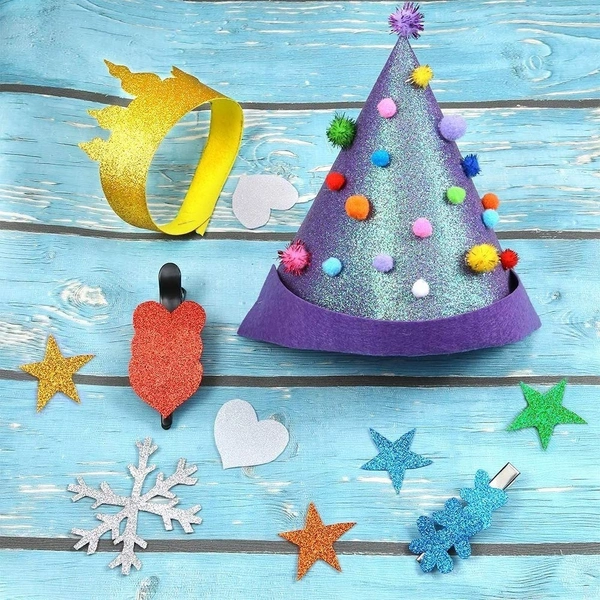 Glitter Foam Sheets Craft Foam Craft EVA Foam Shiny Glittery Sparkle Colour Flexible Soft Touch Easy Cut Card Making Art Crafts 210mm × 297mm A4 Size 1.8mm Thick (Assorted Adhesive)  - pack of 10