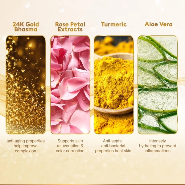 VLCC Gold Facial Kit, Bright & Glowing Skin - 60g | Pamper your Skin for a Luminous Glow | Parlour Glow with 24K Gold Bhasma, Rose Extracts, Turmeric...