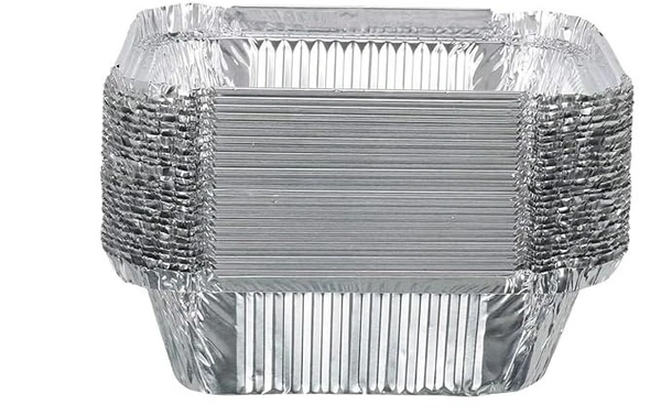 Aluminium Foil Container Box with Lid Pack for Food Packing, Baking, Takeaway | Disposable Foil Box for Meal Prep Storage Kitchen | Use and Throw Food Parcel Containers - Medium, Sliver